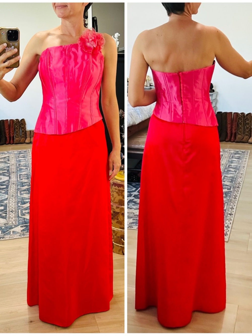 Vintage 90’s/Y2K Pink & Red Corset & Maxi Skirt Set